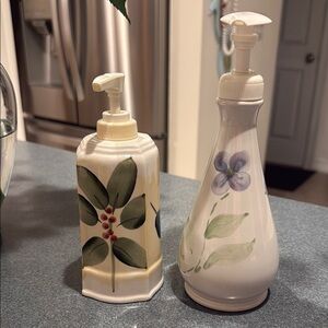 Floral Ceramic Soap Dispenser Set